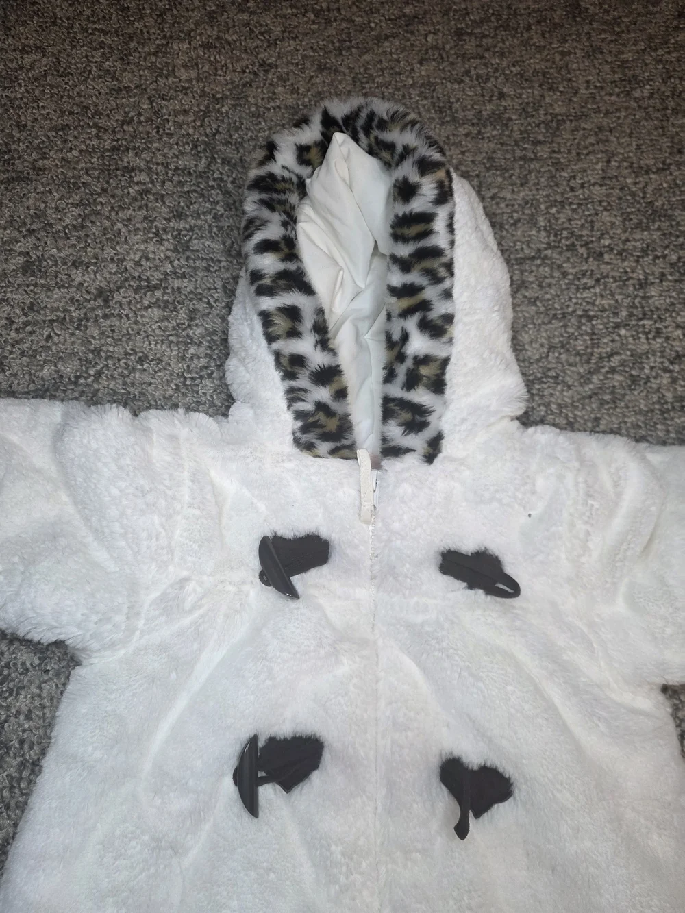 Vintage Le Petite Rothschild Soft Fleece Baby Winter Snowsuit Leopard Trim Hood